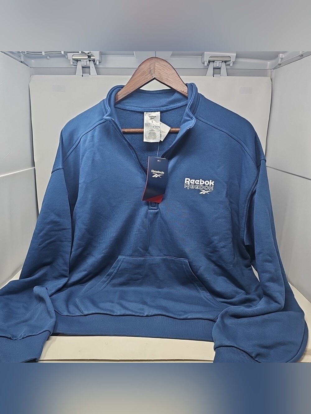 New Reebok Navy Blue Half-Zip Pullover Sweatshirt
